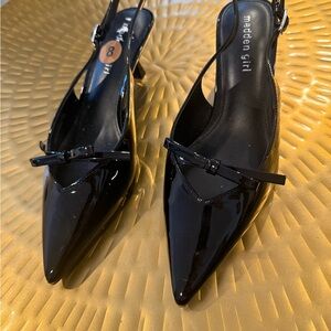 Madden Girl Glossy Black Slingback Heels